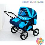 Коляска- для двойни Viki 151- C 60 темно-синий с голубым